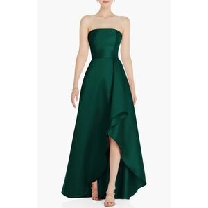 Alfred Sung D832 Strapless Satin Gown Hunter Green size 4